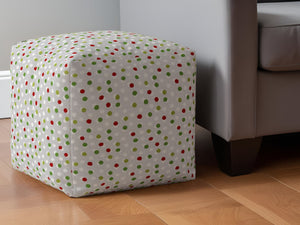 Homeroots 17" Green Cotton Polka Dots Pouf Ottoman Lime,Bright Red  518263