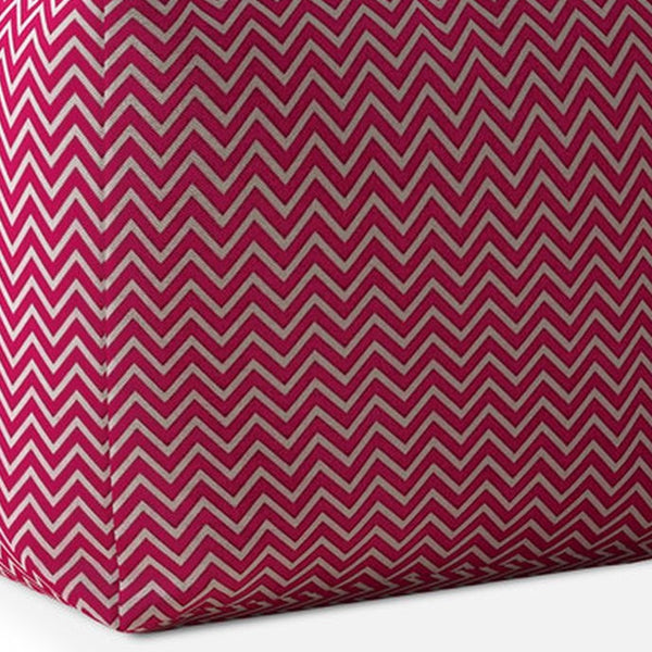 Homeroots 17" Pink Cotton Chevron Pouf Ottoman Hot Pink,White  518271
