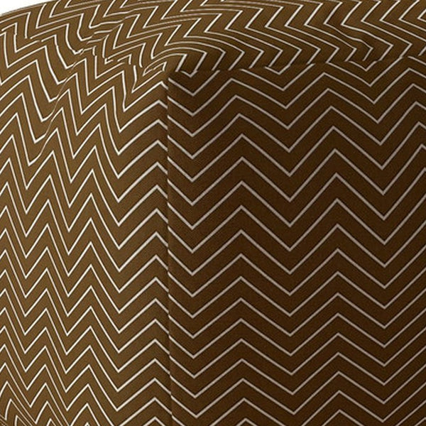 Homeroots 17" Brown Cotton Chevron Pouf Ottoman   518273