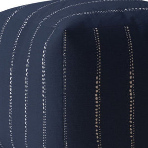 Homeroots 17" Blue Cotton Striped Pouf Ottoman   518275
