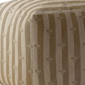 Homeroots 17" Taupe Cotton Floral Pouf Ottoman   518281