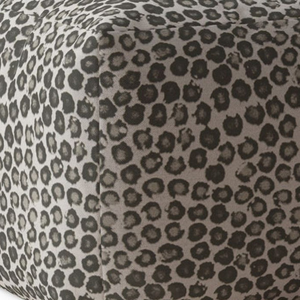 Homeroots 17" Beige Cotton Floral Pouf Ottoman   518287