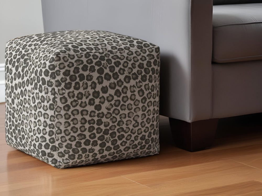 Homeroots 17" Beige Cotton Floral Pouf Ottoman   518287