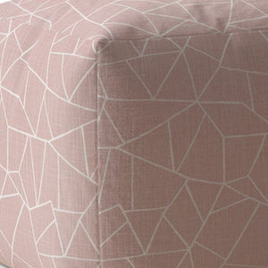 Homeroots 17" Pink Canvas Geometric Pouf Ottoman   518291