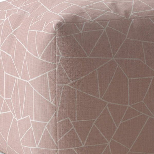 Homeroots 17" Pink Canvas Geometric Pouf Ottoman   518291