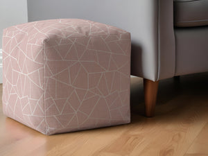Homeroots 17" Pink Canvas Geometric Pouf Ottoman   518291