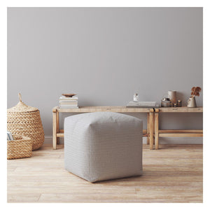 Homeroots 17" Gray Cotton Pouf Ottoman   518293