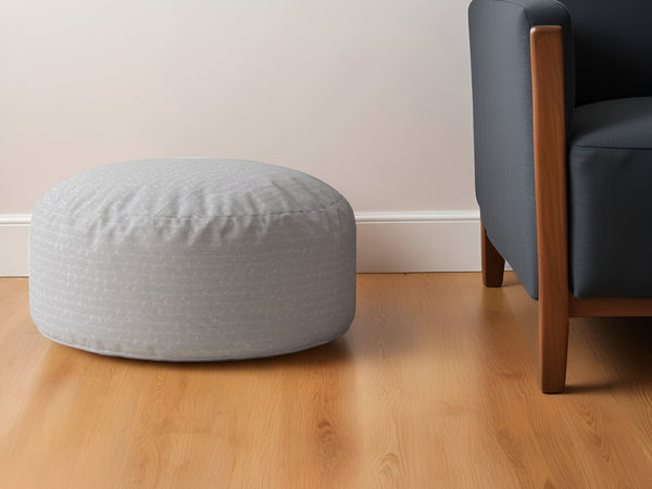 Homeroots 24" Gray Cotton Round Pouf Ottoman   518294