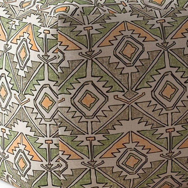 Homeroots 17" Orange Cotton Damask Pouf Ottoman   518297