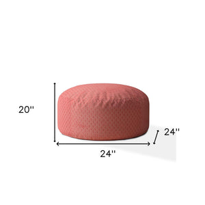 Homeroots 24" Coral Polyester Round Pouf Ottoman Coral  518304