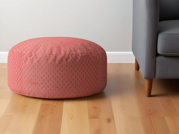 Homeroots 24" Coral Polyester Round Pouf Ottoman Coral  518304