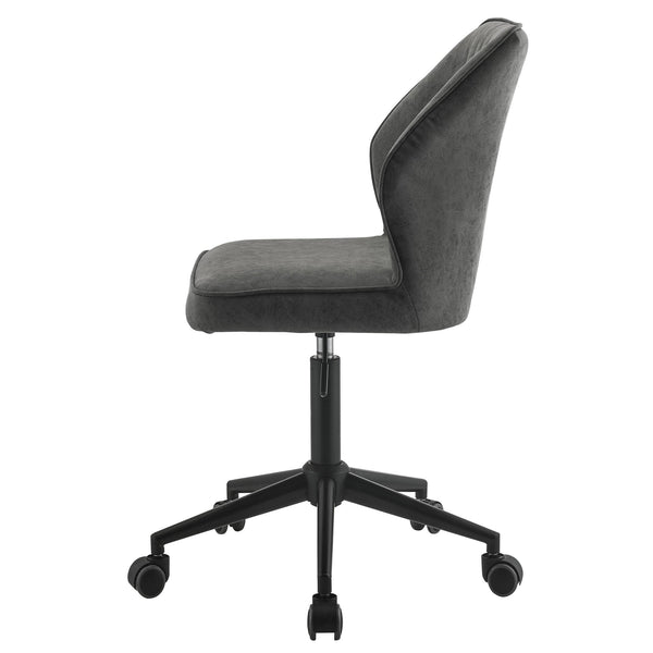 English Elm Vintage Whiskey Top Grain Leather Swivel Office Chair with Wood Arms, Metal Frame, Smooth Casters and Timeless Elegance Black+Grey B062P182761