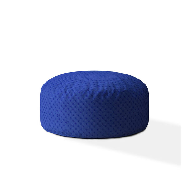 Homeroots 24" Blue Polyester Round Pouf Ottoman Blue  518306
