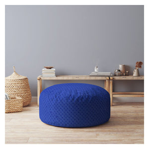 Homeroots 24" Blue Polyester Round Pouf Ottoman Blue  518306