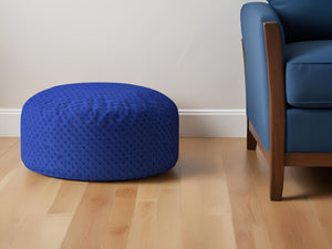 Homeroots 24" Blue Polyester Round Pouf Ottoman Blue  518306