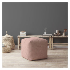 Homeroots 17" Pink Polyester Pouf Ottoman   518307