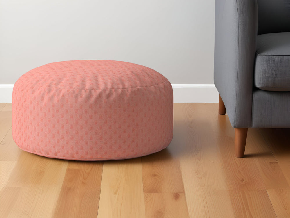 Homeroots 24" Pink Polyester Round Pouf Ottoman   518308