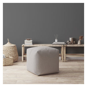 Homeroots 17" Gray Polyester Pouf Ottoman Grey  518309