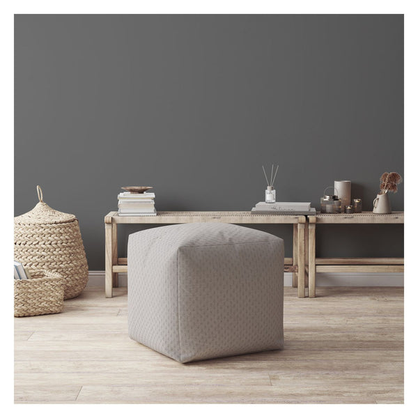 Homeroots 17" Gray Polyester Pouf Ottoman Grey  518309