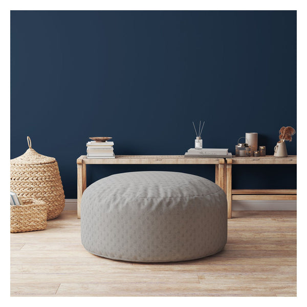 Homeroots 24" Gray Polyester Round Pouf Ottoman Grey  518310