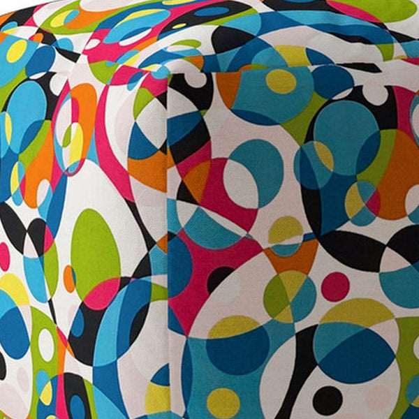 Homeroots 17" Green And White Cotton Patchwork Pouf Ottoman   518311