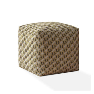 Homeroots 17" Beige Cotton Animal Print Pouf Ottoman   518315
