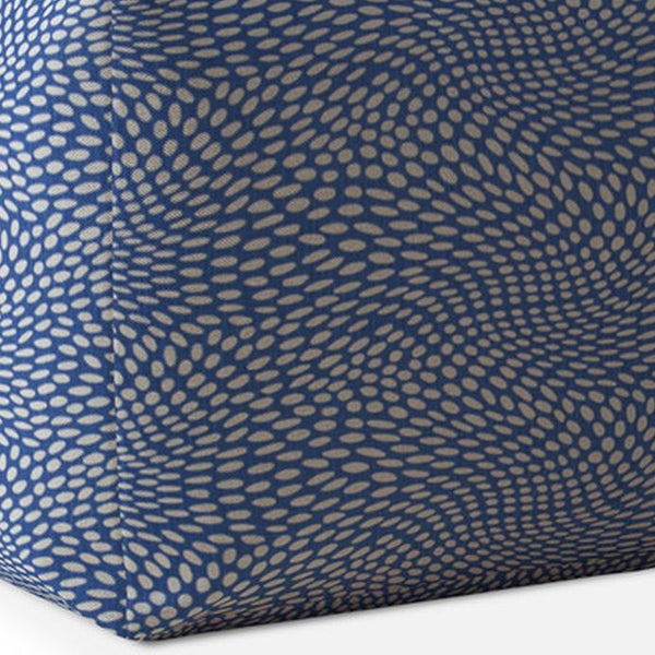 Homeroots 17" Blue And White Canvas Polka Dots Pouf Ottoman   518319