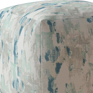 Homeroots 17" Blue And White Canvas Abstract Pouf Ottoman   518321