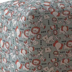 Homeroots 17" Gray And White Cotton Animal Print Pouf Ottoman   518323