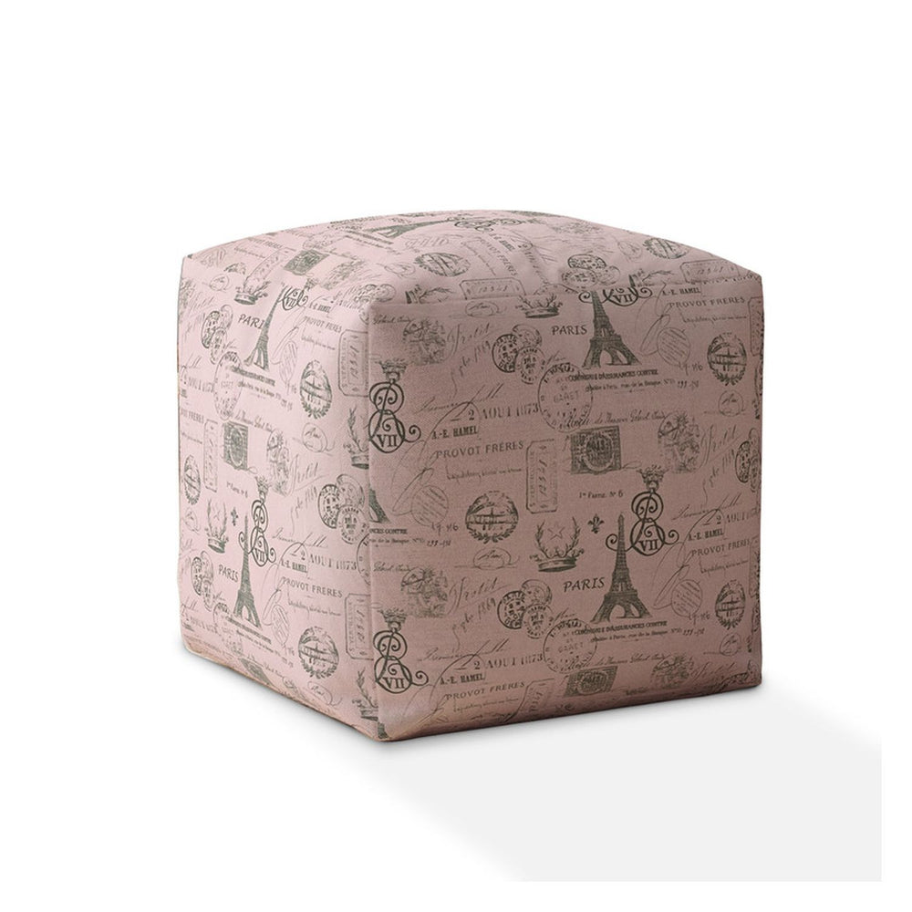 Homeroots 17" Gray Twill Paris Pouf Ottoman   518325