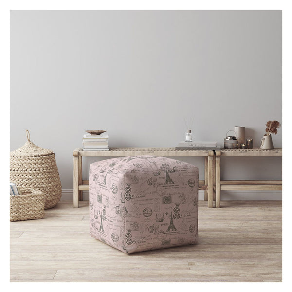 Homeroots 17" Gray Twill Paris Pouf Ottoman   518325
