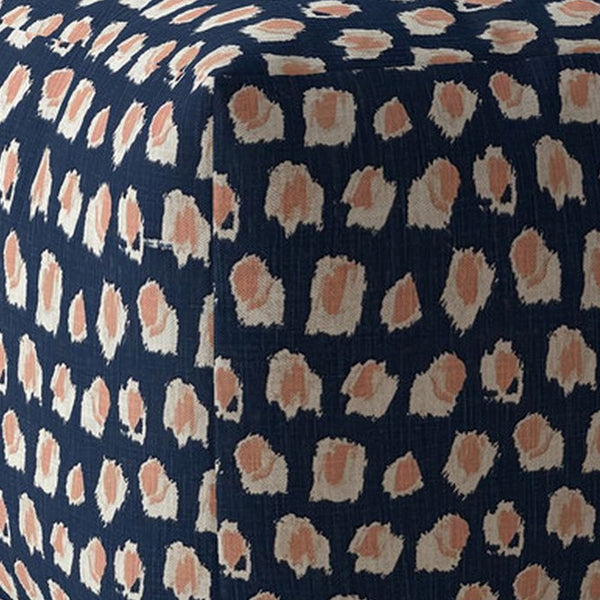 Homeroots 17" Blue Canvas Abstract Pouf Ottoman   518327