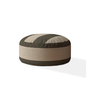 Homeroots 24" Green Cotton Round Striped Pouf Ottoman   518336