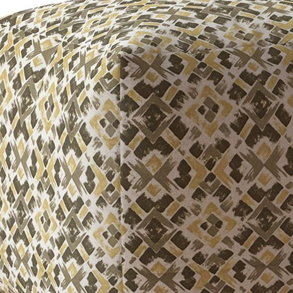 Homeroots 17" Beige Cotton Geometric Pouf Ottoman   518339
