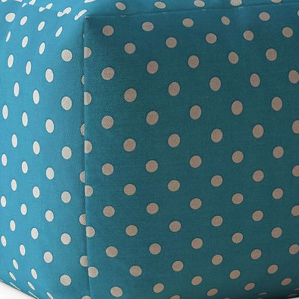 Homeroots 17" Blue Cotton Polka Dots Pouf Ottoman Coastal Blue  518343