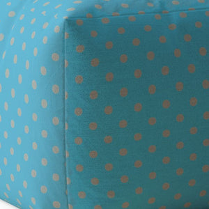 Homeroots 17" Blue Cotton Polka Dots Pouf Ottoman   518345