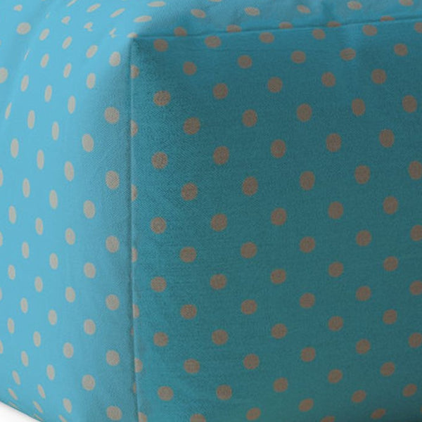 Homeroots 17" Blue Cotton Polka Dots Pouf Ottoman   518345