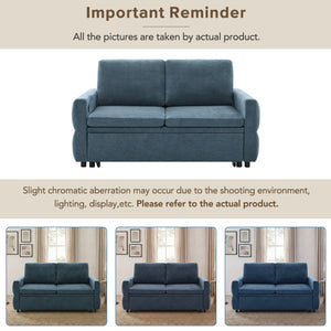 English Elm Convertible Chenille Sleeper Loveseat with Usb Ports and Reclining Backrest for Small Spaces Blue N719P390439C