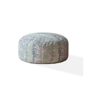 Homeroots 24" Blue Canvas Round Abstract Pouf Ottoman   518358