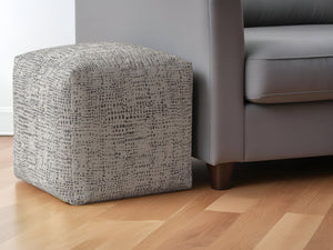 Homeroots 17" Beige Canvas Abstract Pouf Ottoman   518359
