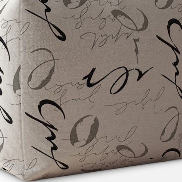 Homeroots 17" White And Gray Polyester Abstract Pouf Ottoman   518361