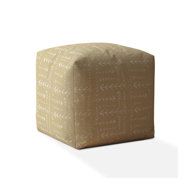 Homeroots 17" Beige Cotton Abstract Pouf Ottoman   518363