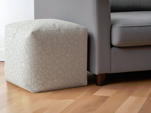 Homeroots 17" Gray Cotton Stars Pouf Ottoman   518365