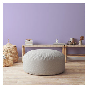 Homeroots 24" Gray Cotton Round Abstract Pouf Ottoman   518366
