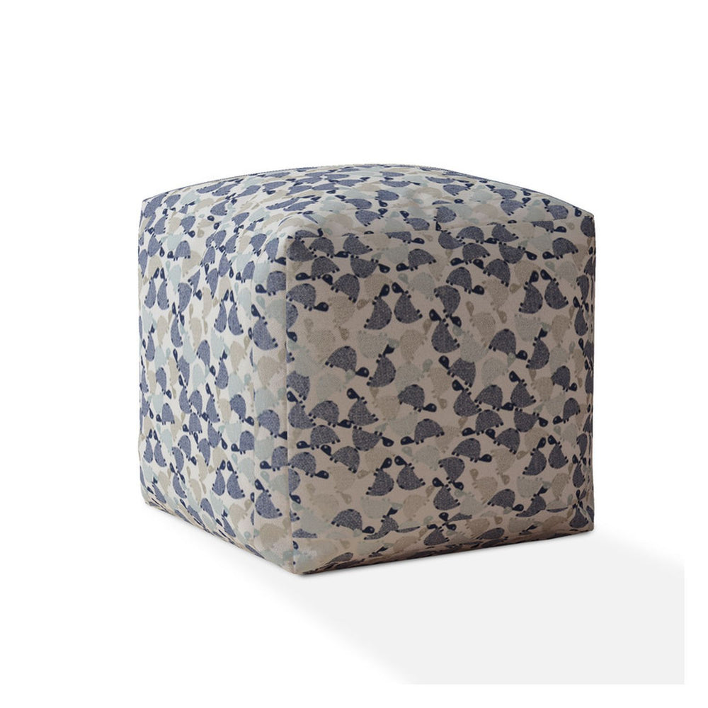Homeroots 17" Beige Cotton Turtle Pouf Ottoman   518373