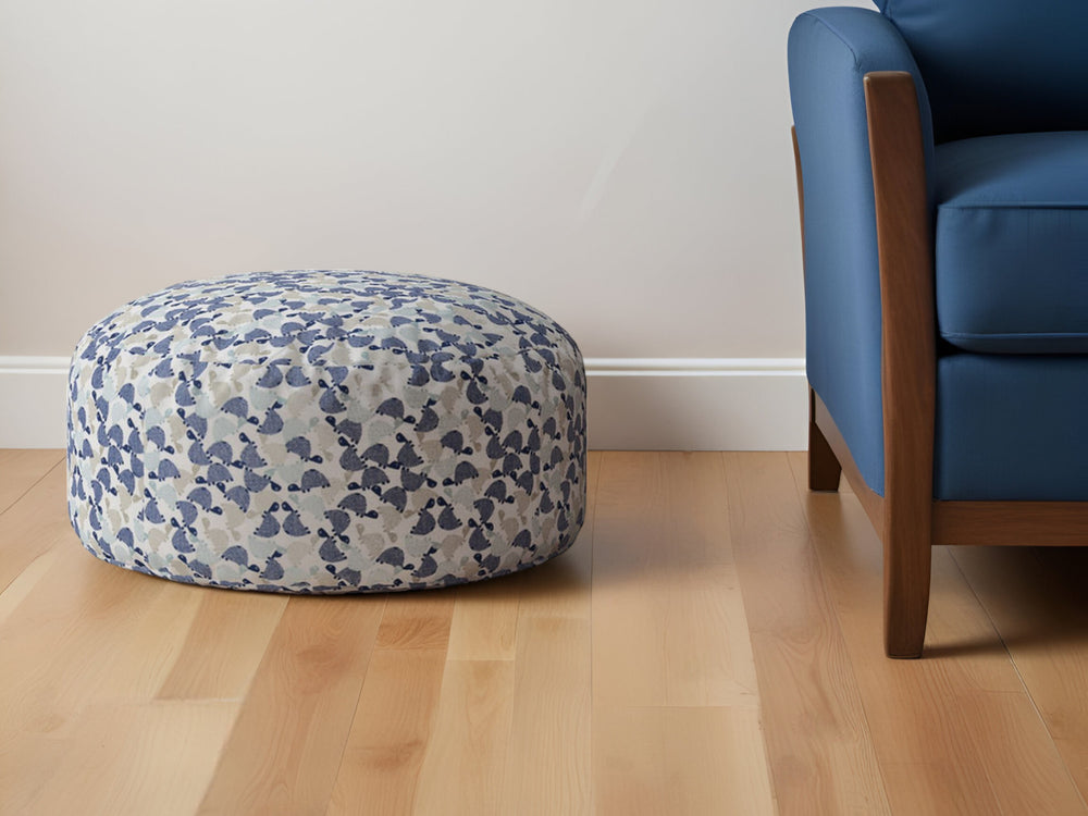 Homeroots 24" Beige Cotton Round Turtle Pouf Ottoman   518374