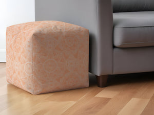 Homeroots 17" Orange Cotton Floral Pouf Ottoman   518381