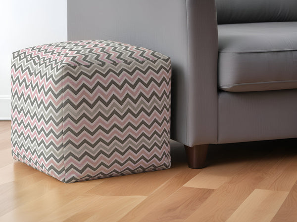 Homeroots 17" Gray Twill Chevron Pouf Ottoman   518383