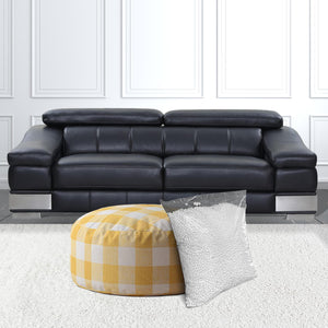 Homeroots 24" Yellow And White Canvas Round Gingham Pouf Cover Yellow,White  518390