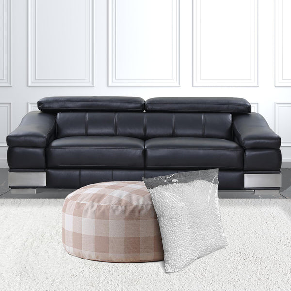 Homeroots 24" Pink And White Cotton Round Gingham Pouf Cover   518392